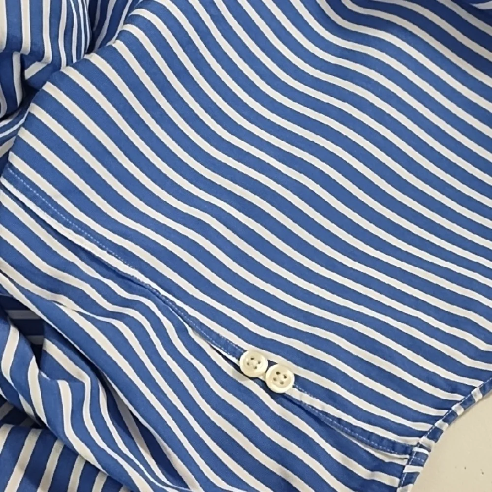 Classic Fit Polo Ralph Lauren Blue and White Striped Shirt Embroidered Polo Logl
